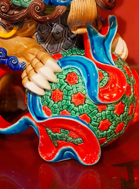 【本尼家】非遗手工彩釉交趾陶麒麟摆件《旗开得胜》装饰玄关摆件