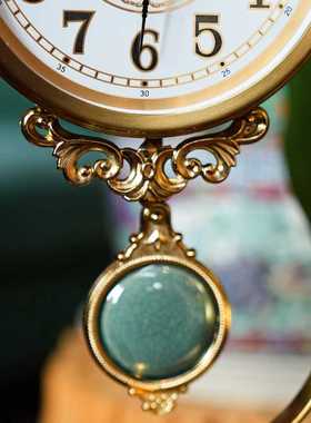 【本尼家】AP539欧式复古座钟客厅时钟台式钟表家用装饰玄关摆件