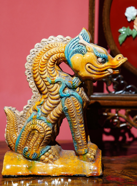 【本尼家】SX09非遗好物山西琉璃瓷《琉璃坐龙》仿古装饰桌面摆件