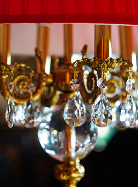 【本尼家】TD15法式复古水晶玻璃配铜台灯客厅主卧装饰摆件