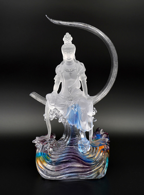 【本尼家】LL13非遗好物琉璃水月观音摆设家居装饰品桌面玄关摆件