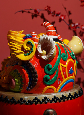 【本尼家】非遗手工彩釉交趾陶特大号狮头手工陶瓷装饰玄关摆件