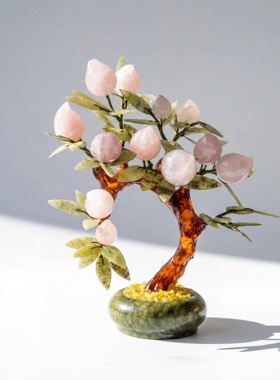 【本尼家】Y08新中式桃树盆景办公室装饰书房茶台桌面摆件