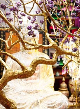 【本尼家】现代轻奢高档装饰黄铜紫水晶树酒店大堂别墅大摆件