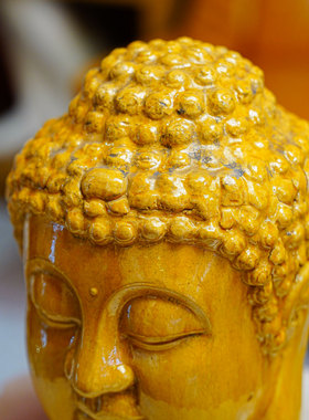 【本尼家】SX16非遗好物山西琉璃瓷《佛头》仿古装饰桌面玄关摆件