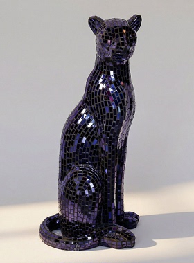 小号豹子手工贴片玄关摆件装饰