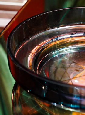 【本尼家】JC29蓝色镀铬乱纹果盘桌面装饰摆件