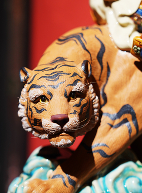 非遗石湾陶武财神赵公明陶瓷摆件