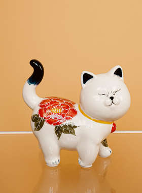 【本尼家】中式个性冰裂纹陶瓷小猫客厅书房桌面玄关摆件