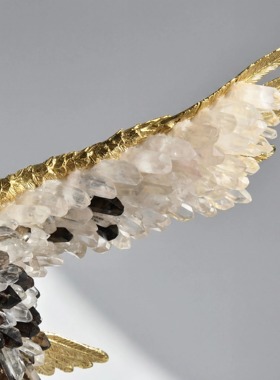 【本尼家】HY117黄铜大鹏展翅晶石老鹰艺术品桌面装饰玄关摆件