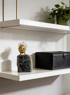 【本尼家】HY146新中式轻奢绿茵石黄铜小鸟家居装饰玄关桌面摆件