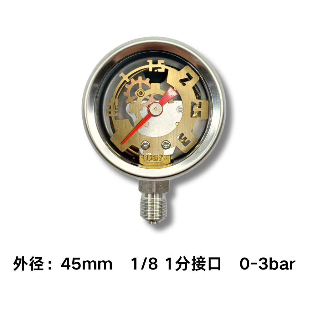 咖啡机压力表改装气动咖啡机镂空压力表侧出1分1/8接口全不锈钢,淘宝优惠券,粉丝福利购,淘宝优惠卷
