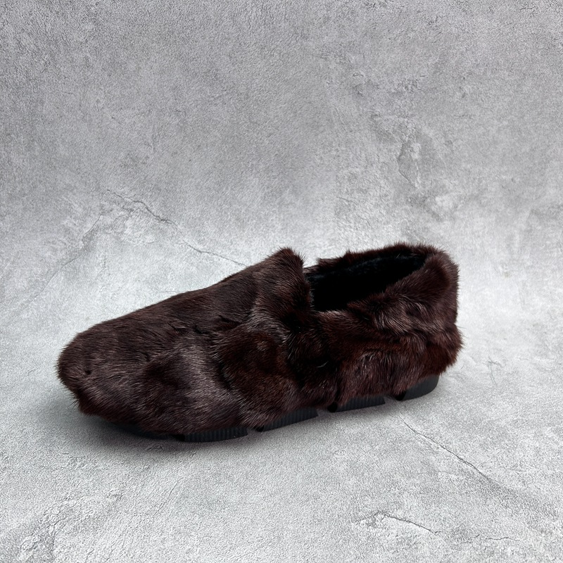 2025秋冬新款女鞋水貂毛厚底休闲深口套脚舒适加棉百搭软底女单鞋 - 图1