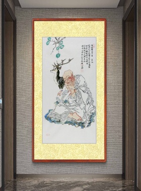 纯手绘人物画国画书房玄关装饰画