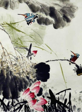 国画花鸟荷塘葫芦柿子石榴手绘字画客厅装饰画孙艺群四尺斗方GG