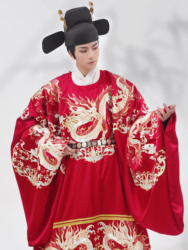 桃花序【沧龙】汉服明制圆领袍龙袍满绣全套婚服嫁衣系列 - 图0