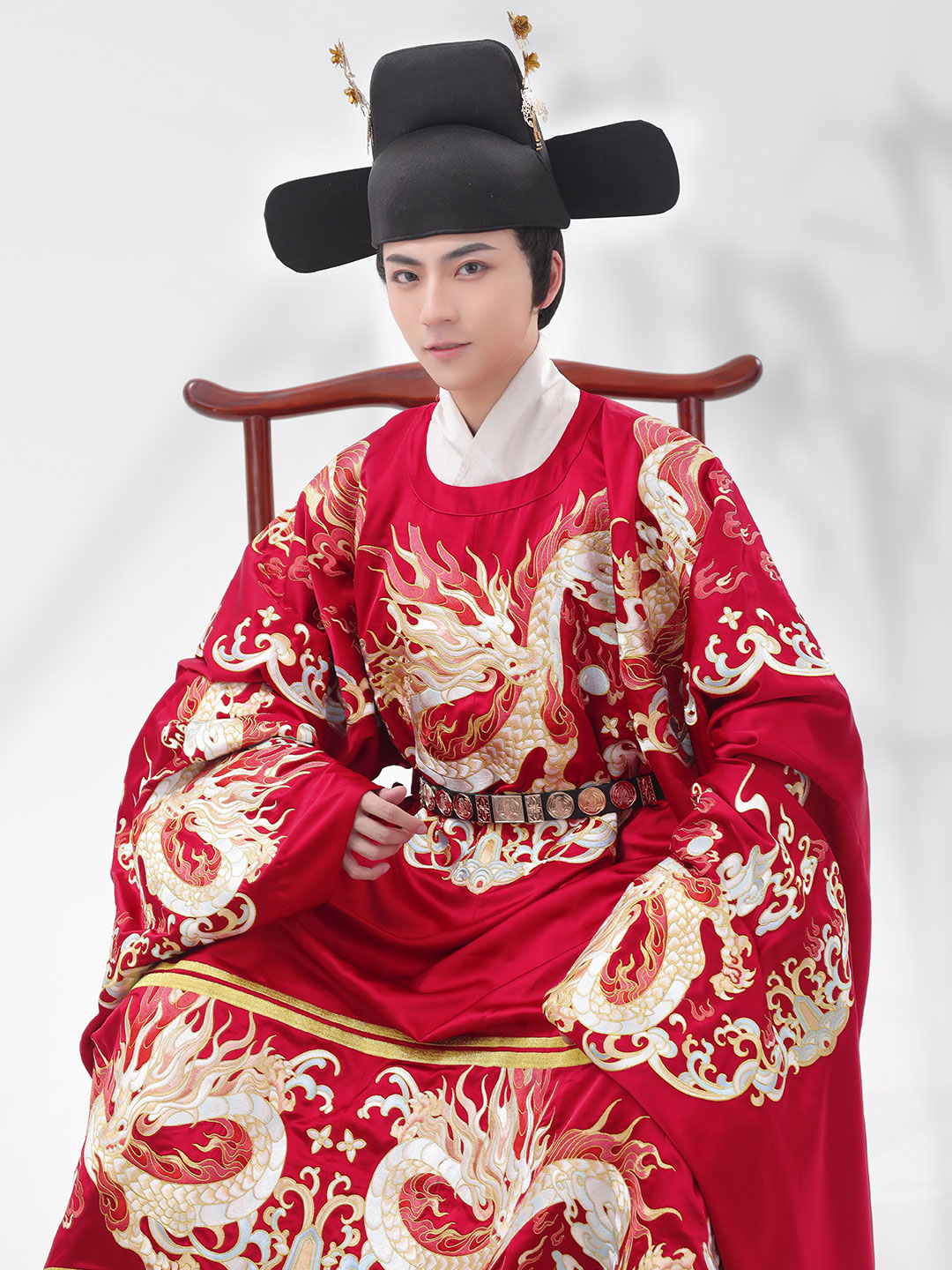 桃花序【沧龙】汉服明制圆领袍龙袍满绣全套婚服嫁衣系列-图2