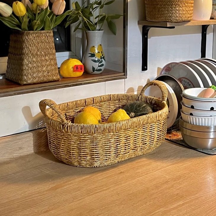 仿藤果盘藤编收纳盒野餐篮提篮竹编篮子收纳筐大号厨房鸡蛋收纳篮,淘宝优惠券,粉丝福利购,淘宝优惠卷