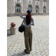 HaloLuu American retro leopard ພິມ jeans ຂາກວ້າງ
