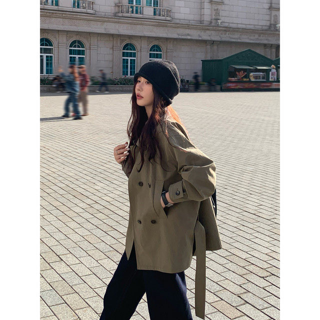 ເສື້ອຄຸມສັ້ນ HaloLuu khaki trench coat