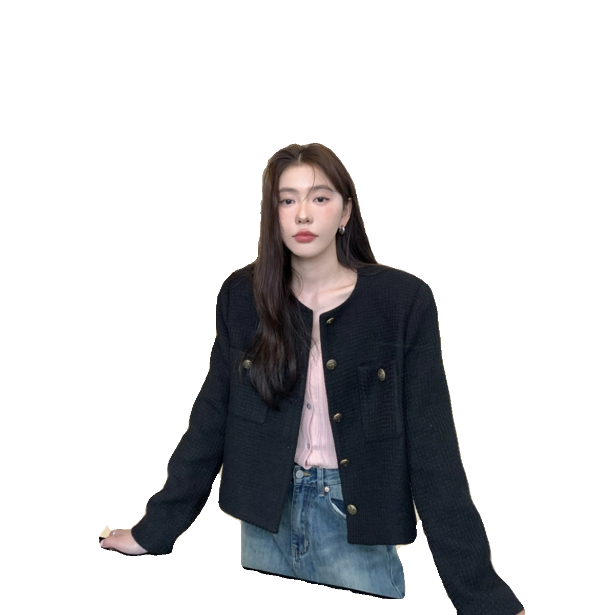 Halo Luu法式名媛黑色小香风外套女早秋2025新款气质高级短款上衣,淘宝优惠券,粉丝福利购,淘宝优惠卷