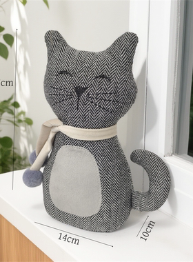 布艺卡通小猫细砂门档装饰摆件沙包可爱猫咪玩偶动物阻风防撞门阻
