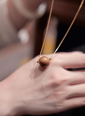 奇楠韵味真沉香 高级简约单珠项链超级有品简单百搭搭银链子