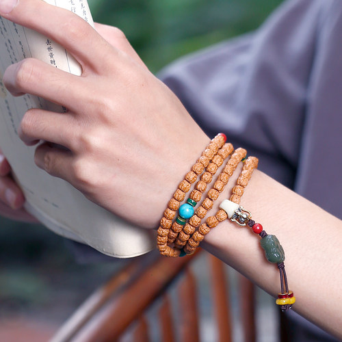 佛手小金刚菩提手串三日红五爪金龙藏切108颗原籽佛念珠文玩配饰 - 图0