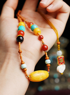 蜜蜡项链原创设计新中式佩戴吊坠