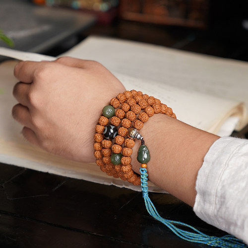 老树王小金刚菩提子手串男女108念佛珠手链龙纹原籽文玩配饰貔貅 - 图3
