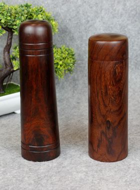 大红酸枝实木茶叶罐工艺摆件