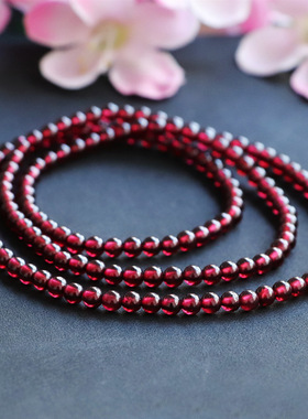 眷钰 6A天然石榴石全透体酒红手链手串女人石水晶饰品S2113012