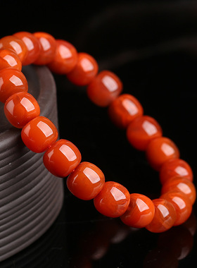 天然 南红 玛瑙老型珠手串 火焰红手链颜色鲜艳 源头厂家