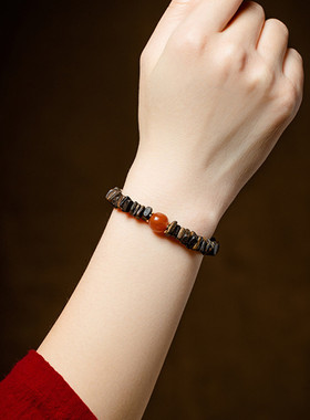 越南沉香手串单圈7mm女款DIY搭配南红玛瑙珠手链随形佛珠念珠简约