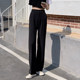 Suit pants female small, thin straight pants, black professional suit format long pants, drooping wide -leg casual pants