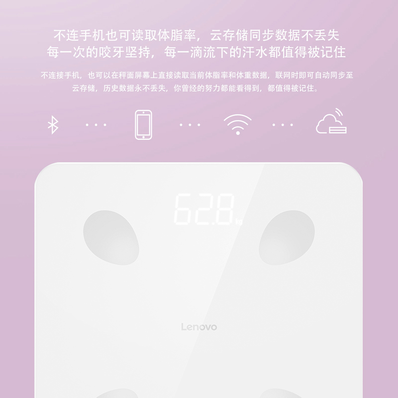 联想智能体脂秤Mini E2运动健康家用电子称体重秤精准体重秤成人男女20项指标人体秤高精度称重计 - 图2