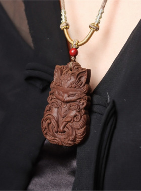 【合香牌】天然手工制作古法苏合九尾狐吊坠脖挂车挂百搭