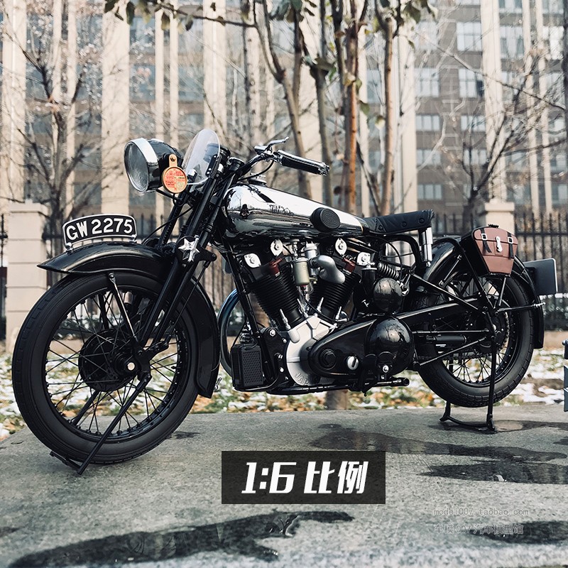 迷你切 1:6 1932 BROUGH SUPERIOR SS 100 T.E.布拉夫摩托车模型-图0