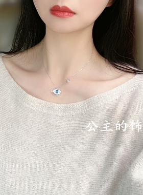 微镶锆石恶魔之眼S925锁骨链银饰