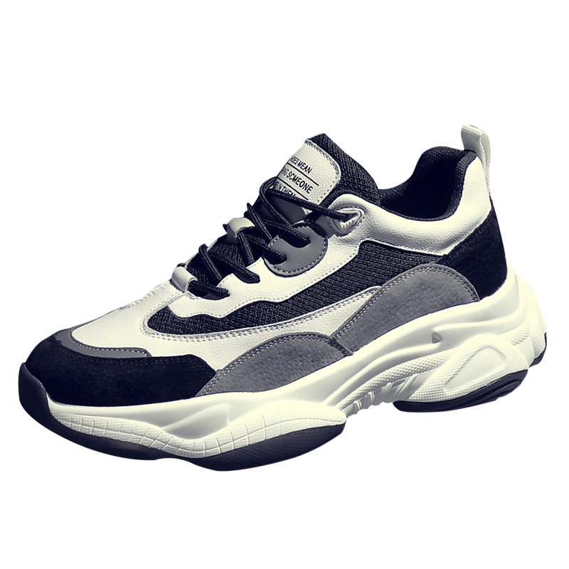 男鞋老爹鞋ins爆款熊猫鞋冬秋百搭情侣款网面潮鞋厚底透气运动鞋 - 图3