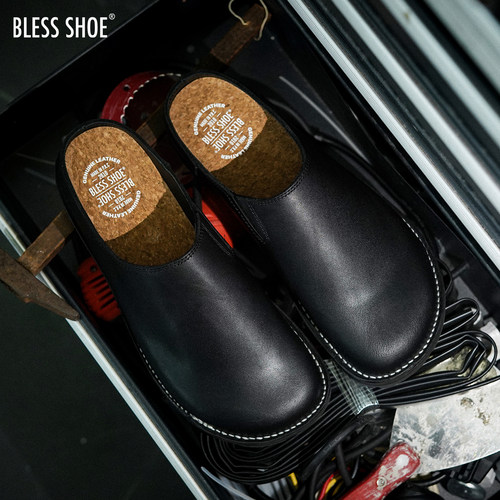 BLESS SHOE CRAFTED MULES 缝制版油蜡牛皮穆勒鞋半拖包头勃肯鞋 - 图1