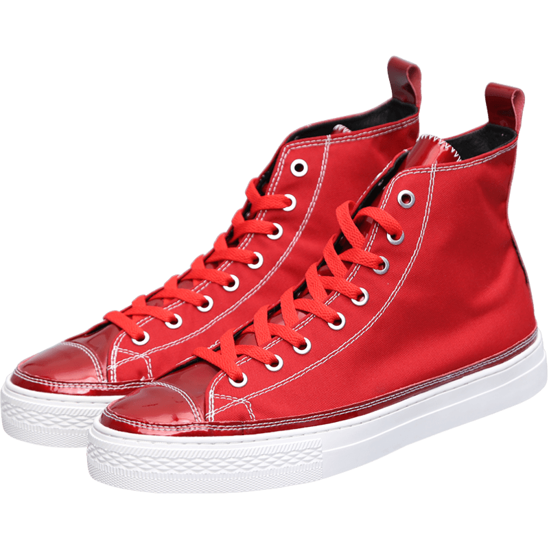 清仓特惠BLESS SHOE CORDURA防泼水面料 红色高帮休闲鞋情侣款