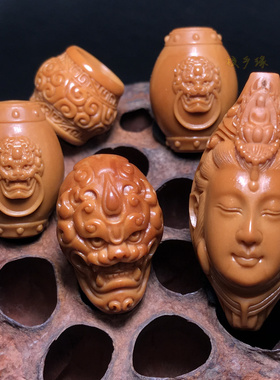 橄榄核三通佛头配项链弥勒龙莲花