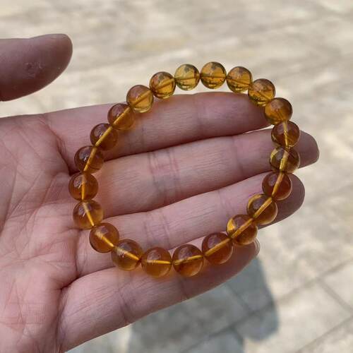 缅甸天然琥珀手链黄色琥珀手链缅甸琥珀手链琥珀手链8mm一物一证 - 图1