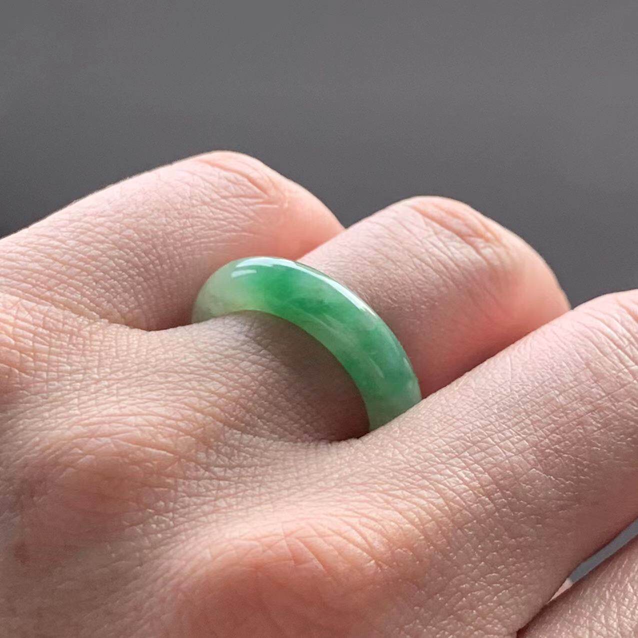Burmese jade ring white ice fruityang green ring