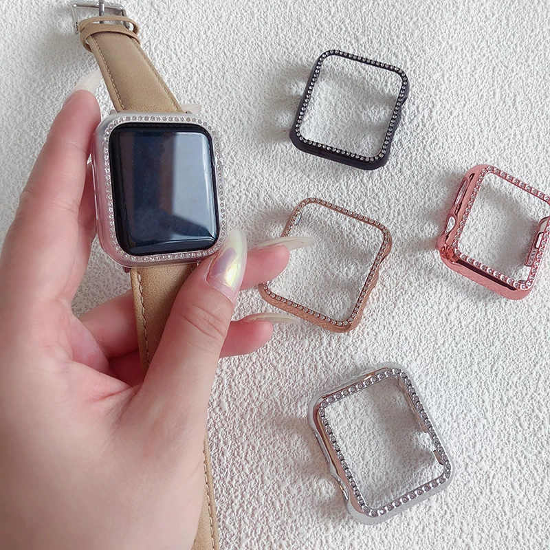 Защитный чехол-оболочка IWATCH8 противо-падения для Apple Watch 7 с высоким уровнем сенсора, женская электроплата с бриллиантом