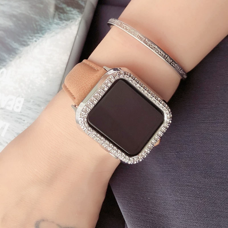 Защитный чехол-оболочка IWATCH8 противо-падения для Apple Watch 7 с высоким уровнем сенсора, женская электроплата с бриллиантом