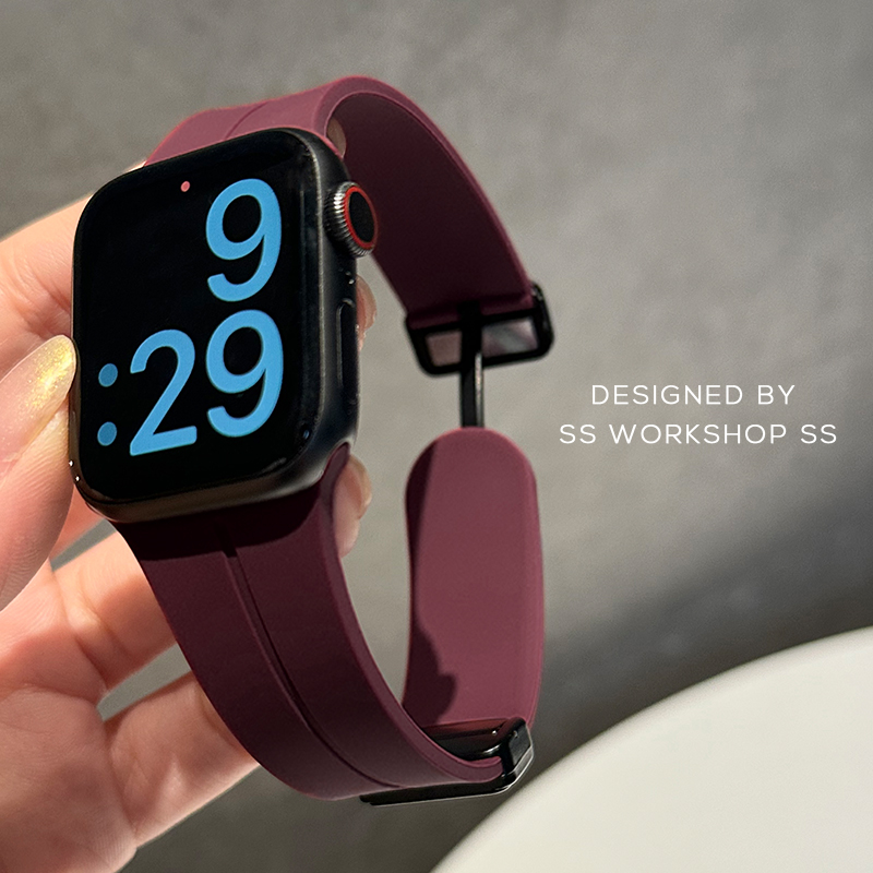 卡素新款磁吸硅胶iwatch表带夏7小众8适用苹果applewatch女高级感-图0