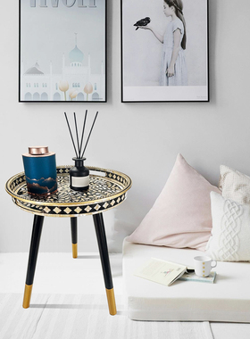 装饰家居咖啡桌卧室贴花纸阳台边桌收纳PP塑料轻奢家居边几客厅桌