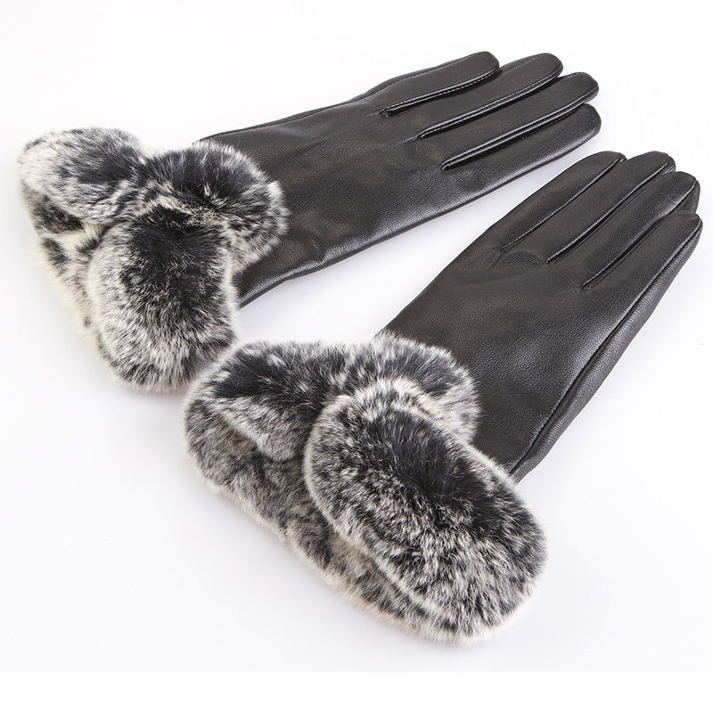 新款皮手套女冬季獭兔毛口头层羊皮加绒加厚保暖时尚触屏真皮修手,淘宝优惠券,粉丝福利购,淘宝优惠卷